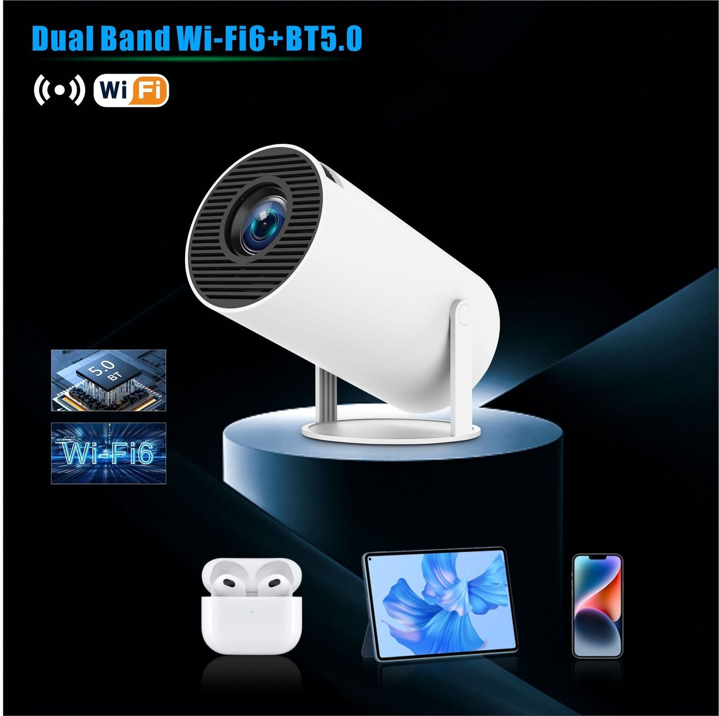 Proiector Smart 4K WiFi – Cinema Acasă  | Rotire 180° | Full HD
