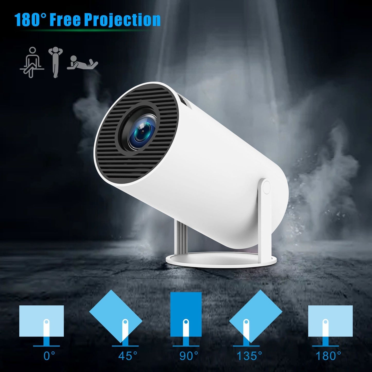 Proiector Smart 4K WiFi – Cinema Acasă  | Rotire 180° | Full HD